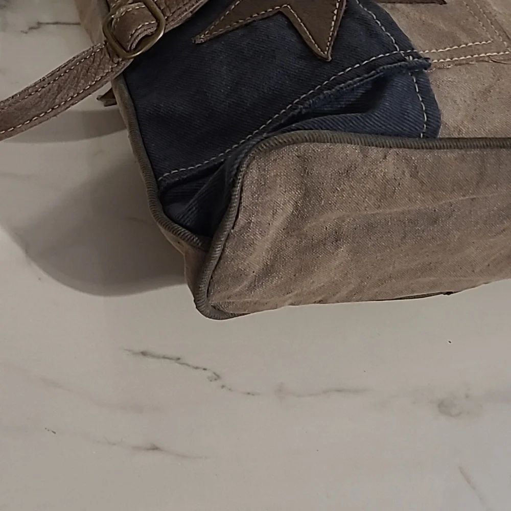 Myra Bag The Pocket Star Canvas Leather Crossbody Bag Boho Hippie Errands